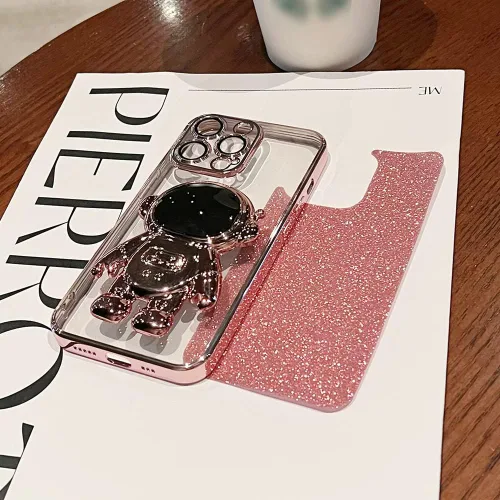 Vista 4 de KJArrow Lovely Kickstand Case para iPhone 11 - Estuche de soporte de astronauta con purpurina para mujer (azul)