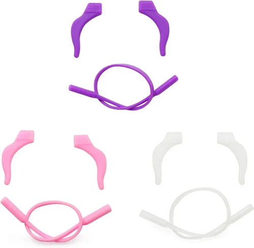 Vista 13 de 3 Sets Pack Kids Glasses Silicone Cord Ear Grips Children Eyeglasses Temple Locks with Head Band Strap Retainer