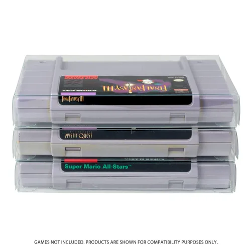 Vista 6 de SNES Games Cartridge Protector Compatible for Super Nintendo SNES Games Cartridge - 0.40 MM Thick, Anti-Dust, Acid-Free SNES Super Games Cart, Clear
