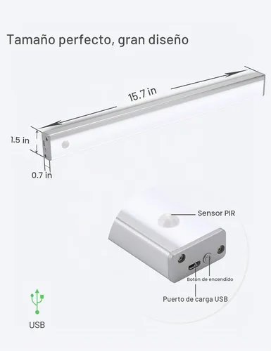 Vista 2 de Iluminación automática inalámbrica de 48 LED para gabinete de cocina, sensor de movimiento, luz recargable, luz de despensa, luces de armario a
