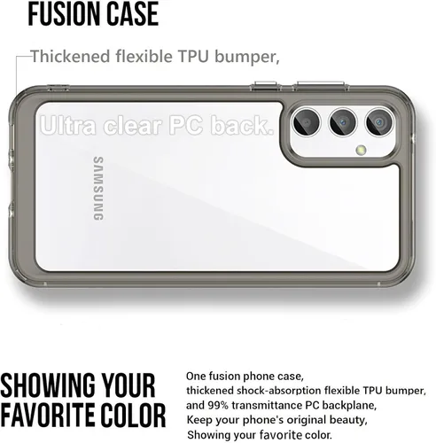 Vista 3 de Funda para Samsung S23 FE, Samsung Galaxy S23 FE 5G, con protector de pantalla de vidrio templado, 4 bolsas de aire incorporadas, no amarillea