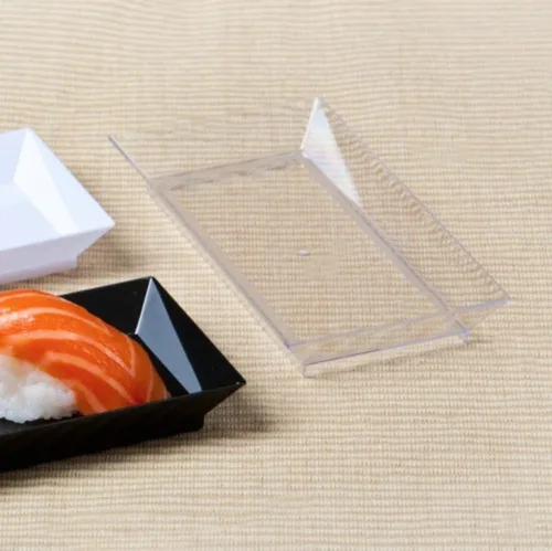 Vista 2 de zappy 200 unidades de 2.5 x 5 pulgadas, elegante bandeja rectangular pequeña pequeña para aperitivos, platos de postre – bandejas desechables