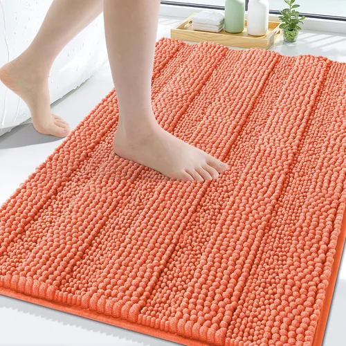 Vista 213 de Grandaily Alfombras de baño de felpilla a rayas de 24 x 16 pulgadas, extra gruesas y suaves, absorbentes, parte trasera de goma, alfombra de ducha