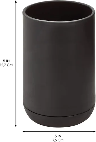 Vista 2 de iDesign - Soporte para cepillos de dientes normales, cepillos giratorios y pasta de dientes, colección Cade, 3 x 3 x 4.5 pulgadas, negro mate