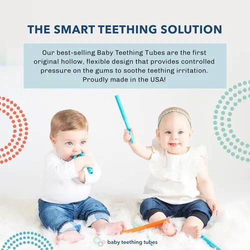 Vista 2 de Baby Teething Tubes - Juguetes de dentición para bebés hechos en los Estados Unidos - Juguetes suaves y duraderos para bebés y mordedor de silicona