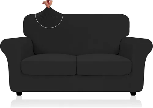 Vista 26 de ZNSAYOTX 2026 Funda de silla a rayas de 2 piezas (79 cm - 117 cm), funda de sillón elástica gruesa con banda elástica antideslizante y lazos