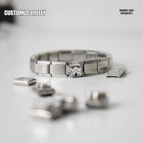 Vista 3 de Shiny Starter - Pulsera con dije italiano de acero inoxidable, 18 dijes, 0.354 in, pulsera completa de 6.9 pulgadas de largo, dijes intercambiables