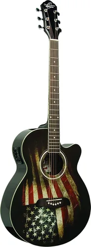 Vista 5 de Oscar Schmidt guitarra acústica-eléctrica de 6 cuerdas OG10CE con cutaway. Azul transparente con flameado (OG10CEFTBL-A)