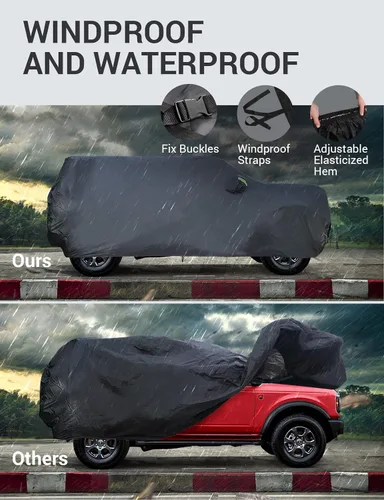 Vista 4 de Proadsy - Funda de automóvil de ajuste personalizado para Ford Bronco 2021 Bloqueo UV impermeable con forro suave que evita fugas y arañazos.
