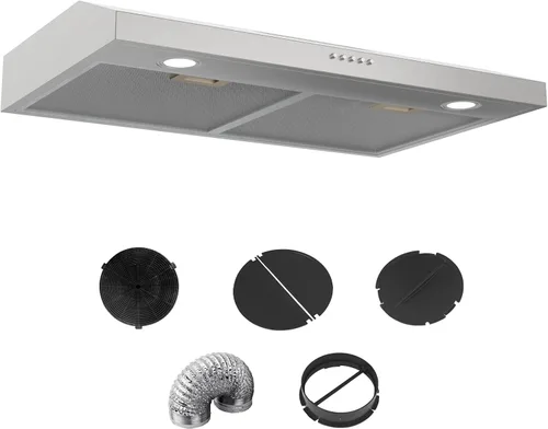 Vista 10 de Campana extractora negra – Bajo gabinete, extractora metalico AR-JX3875BK