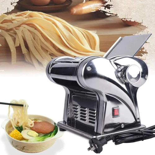 Vista 3 de Máquina eléctrica para hacer pasta de 135 W, rodillo de espagueti, máquina de prensado de fideos, rodillo de masa comercial, máquina para hacer