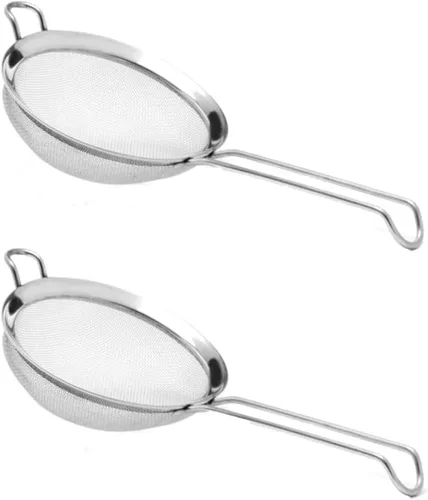 Vista 5 de YBM HOME Colador de malla fina de acero inoxidable con mango para enjuagar granos, frijoles y frutas de arroz, 2.5 pulgadas