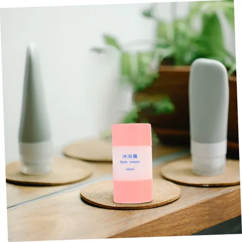 Vista 5 de Healifty Botellas de viaje de plástico 3 en 1 recipientes de aseo de viaje dispensador de líquido para champú loción gel de baño 1.5 fl oz/por