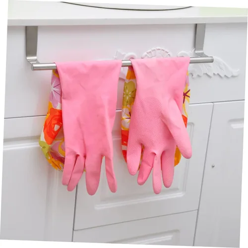Vista 3 de OSALADI Toallero de pared para colocar sobre la puerta, toallero metálico plateado sobre la puerta, toallero de cocina, estante para platos de acero