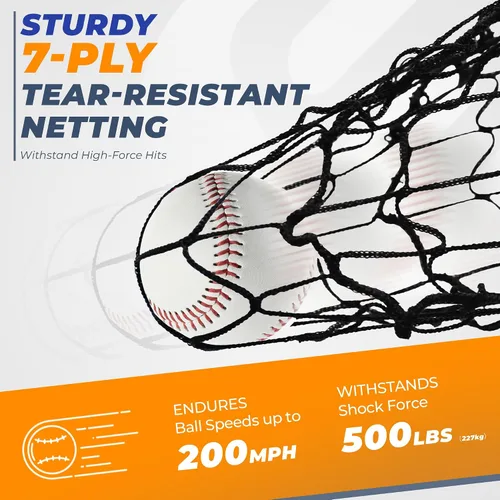 Vista 3 de Red de Lanzamiento de 9 Agujeros, Red de Lanzamiento Portátil de Configuración Rápida de Béisbol y Sóftbol de Nueve Bolsillos con Zona de Golpeo