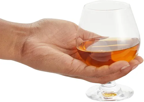 Vista 6 de Juvale Vasos de cóctel – 13 onzas de tallo corto moderno transparente, 4 unidades, cristal sin plomo, copas de brandy y sorteos de globos de coñac