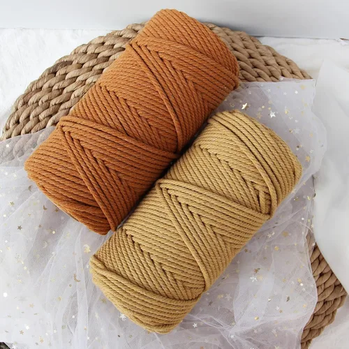 Vista 8 de Cordón de macramé de 0.079 pulgadas x 220 yardas, color caramelo, cuerda de macramé de algodón natural, 4 hebras trenzadas para colgar en la pared