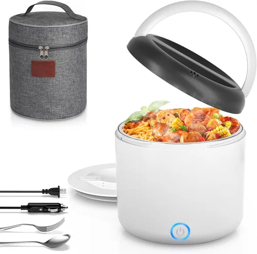 Vista 10 de Vingud Fiambrera eléctrica para adultos, lonchera calentada, calentador de alimentos, lonchera portátil de 80 W para hombres/coche/camión