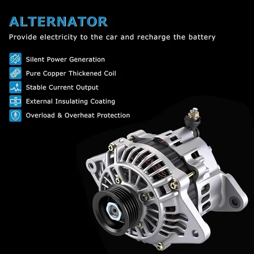 Vista 6 de Alternador para Subaru Baja 2.5L (2003-2006), OE Reemplazar 23700-AA370/400-48053 Alternador de metal duradero de ajuste directo