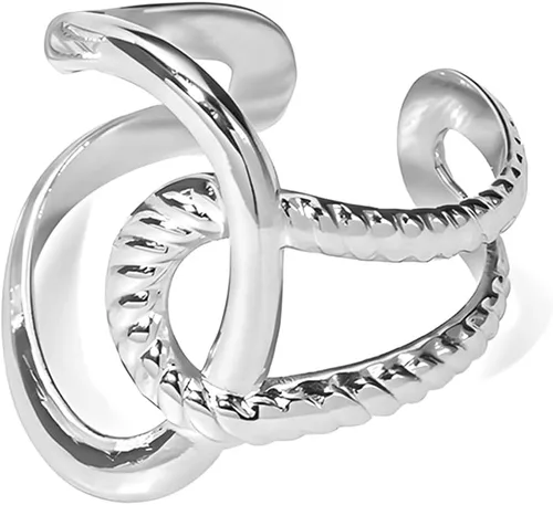 Vista 257 de Anillo de plata de ley 925, minimalista, ajustable, hecho a mano, para mujeres y niñas