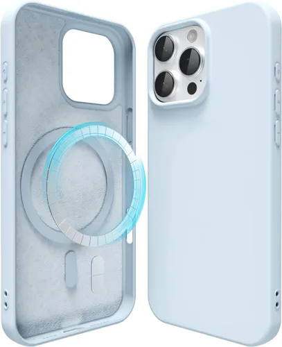 Vista 40 de oakxco Funda de silicona para iPhone 12 Pro Max, magnética, compatible con carga inalámbrica Magsafe, cubierta protectora de goma suave y delgada