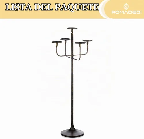 Vista 7 de Romadedi Portavelas de piso negro - Candelabro de 47