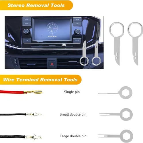 Vista 6 de GOOACC - Juego de 19 herramientas para desmontar e instalar molduras, tapizado plástico automotriz, panel de puerta, audio; con bolsa de Negro