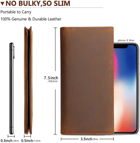 Vista 5 de Kattee cartera plegadiza clásica de cuero para hombre