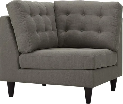 Vista 48 de Sofá esquinero Modway Empress, estilo de mediados de siglo, tapizado de tela en avena, Tela, Celeste