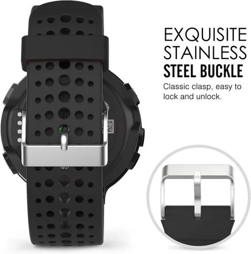 Vista 4 de MoKo, banda ajustable de silicona suave, repuesto de correa para Garmin Forerunner 235 Negro y negro