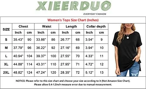 Vista 5 de XIEERDUO Camisetas de verano de manga corta para mujer, cuello en V, holgadas, con bolsillo