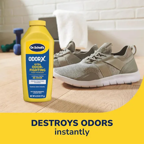 Vista 3 de Dr. Scholl's Odor-Fighting X Polvo para pies, amarillo, 6.25 onzas (paquete de 3) Talc-Free Formula, Destroys Odors Instantly, Absorbs Sweat