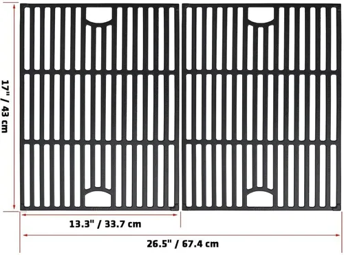 Vista 2 de Rejillas para parrilla Nexgrill, piezas de repuesto 5 quemadores 720-0888N 720-0888, rejilla de cocción de hierro fundido de 17 pulgadas