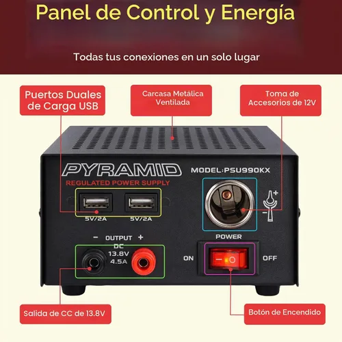 Vista 7 de Fuente de alimentación universal compacta de banco - Convertidor regulado de 7 amperios para laboratorio doméstico AC-DC para radio CB, HAM