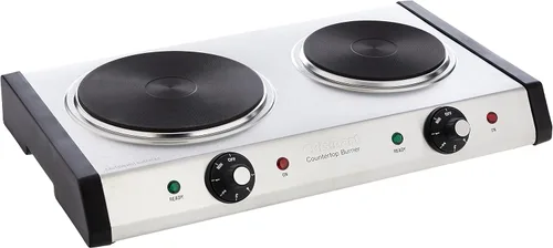 Vista 5 de Cuisinart CMW-70 Horno de microondas de acero inoxidable, quemador doble de plata y hierro fundido, 11.5 pulgadas de largo x 19.5 pulgadas de ancho