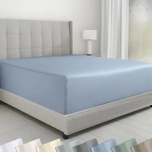 Vista 15 de California Design Den - Sábana bajera ajustable de algodón de 600 hilos, con bolsillo profundo elástico