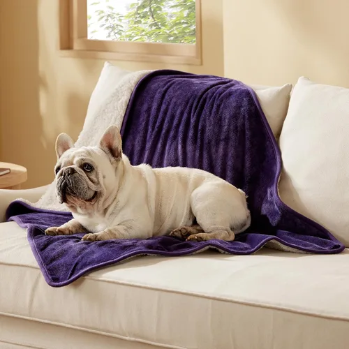 Vista 91 de Bedsure - Mantas impermeables para perros pequeños - Manta de felpa de sherpa con impresión suave lavable para perros y gatos, protector de muebles