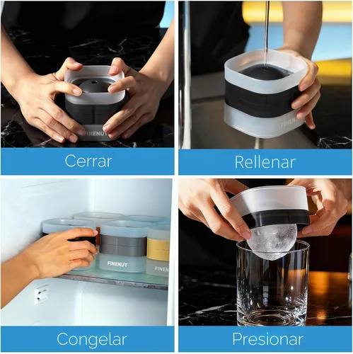 Vista 9 de Molde de silicona para hacer bolas de hielo con tapa, paquete de 4 – Molde redondo para cubitos de hielo de esfera grande de 2.5 pulgadas