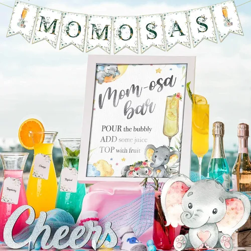 Vista 8 de Kit de barra de elefante Momosa, decoración de baby shower de elefante para niños y niñas o fiesta de revelación de género neutro, decoración