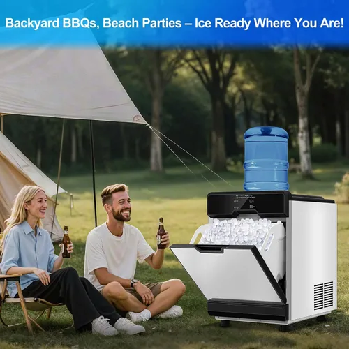 Vista 6 de Nugget Ice Makers - Máquina de hielo de pellets masticables suaves con función de limpieza automática, modo de mezcla de hielo/agua/agua helada, 50