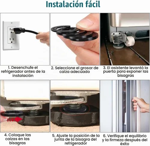 Vista 7 de 4 piezas de cuñas de bisagra de puerta de refrigerador, kits de ajuste de altura de puerta de refrigerador