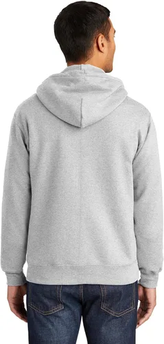 Vista 4 de Port & Company Sudadera con capucha de forro polar esencial alto con cremallera completa. PC90ZHT Ceniza