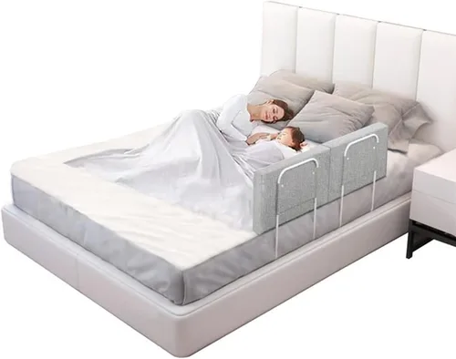Vista 10 de Protectores de riel de cama para niños pequeños, rieles de cama ajustables con seguridad, rieles laterales de cama para cama individual, Gris