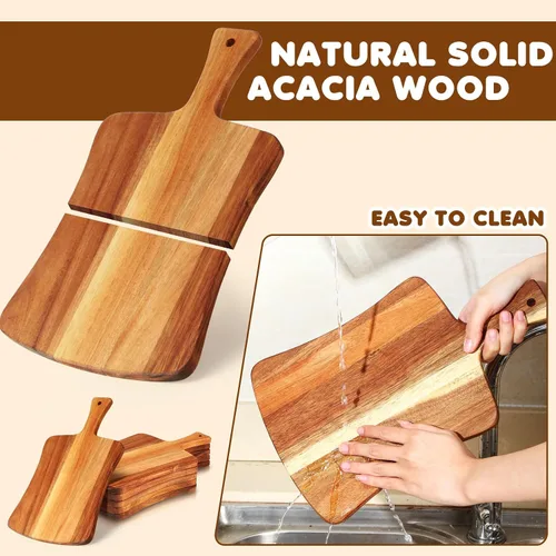 Vista 3 de Layhit - Juego de 6 tablas de cortar de madera de acacia gruesa para cocinar y grabar tú mismo