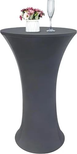 Vista 9 de Mantel de Mesa de Cóctel de Spandex Negro de 24x43 Pulgadas Ajustado Mesa de Bar Redonda Elástico Cubiertas de Mesa de Cóctel Highboy para Banquete