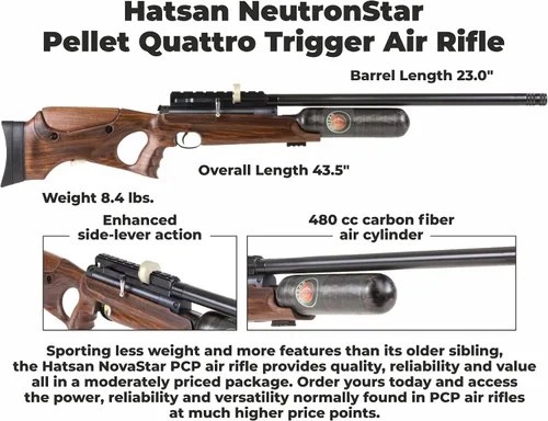 Vista 4 de Hatsan NeutronStar - Nuevo rifle de aire con paquete de pellets y 100 objetivos de papel