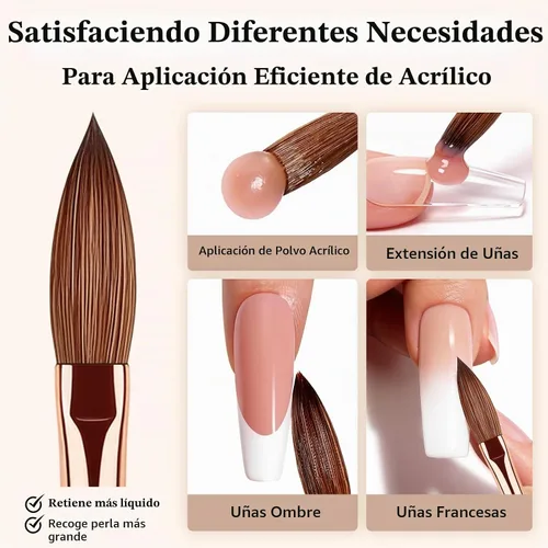 Vista 4 de Cepillo de uñas acrílicas tamaño 10 - Herramienta profesional