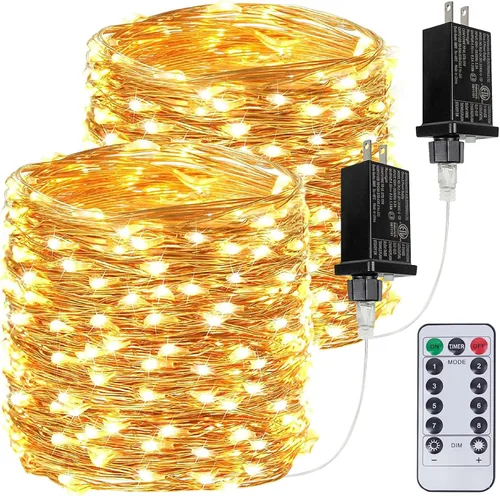 Vista 20 de Guirnalda de luces LED enchufables de 33 pies, impermeable, para exteriores e interiores, 8 modos con temporizador, luz de Navidad, decoración