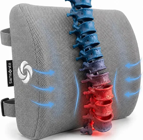 Vista 10 de Samsonite - Cojín ergonómico 2 en 1 y cojín de apoyo lumbar, silla de oficina de espuma viscoelástica para apoyo de espalda y almohada de asiento