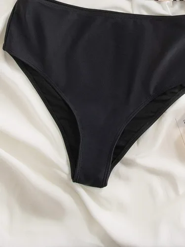 Vista 3 de Floerns Conjunto de bikini de 2 piezas para mujer, traje de baño de cintura alta con ribete de volantes